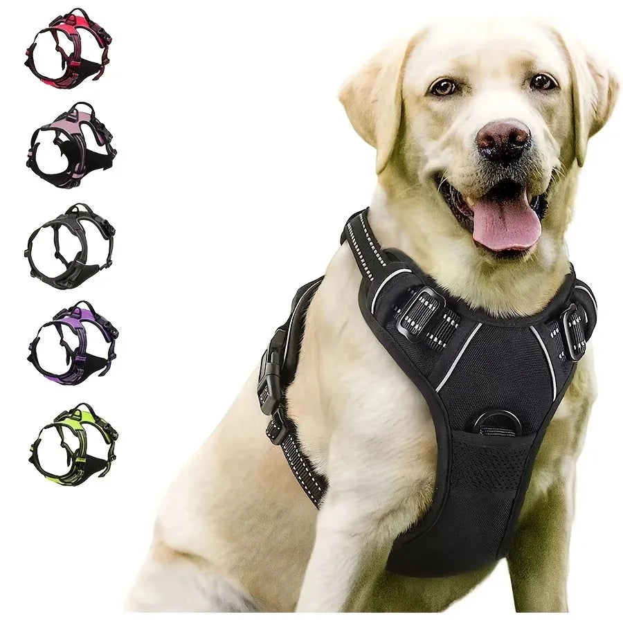 Premium Leather Dog Harness & Leash Set – Adjustable Comfort Fit