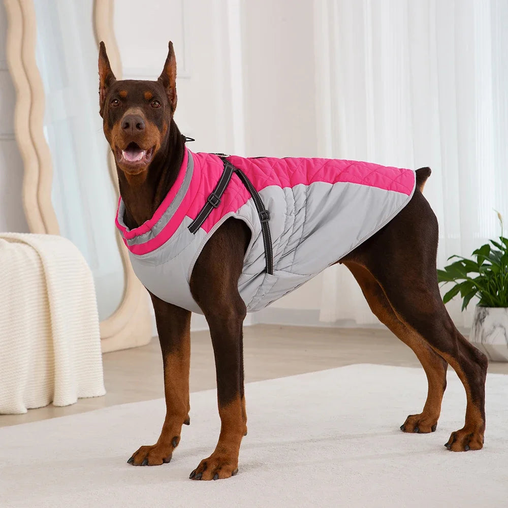 All-Weather Dog Jacket with Built-In Harness – Waterproof & Windproof Winter Coat