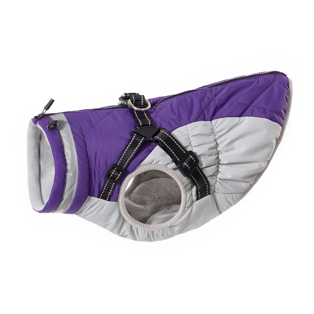 All-Weather Dog Jacket with Built-In Harness – Waterproof & Windproof Winter Coat