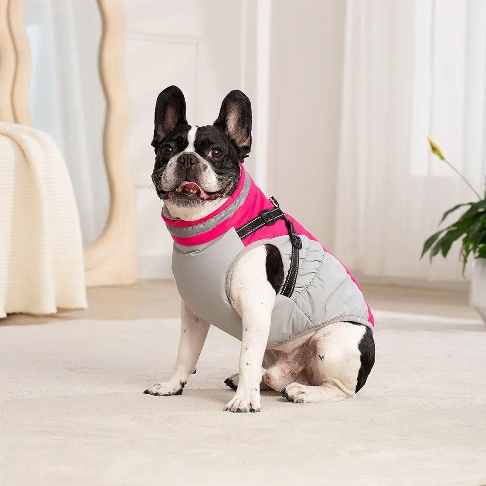 All-Weather Dog Jacket with Built-In Harness – Waterproof & Windproof Winter Coat