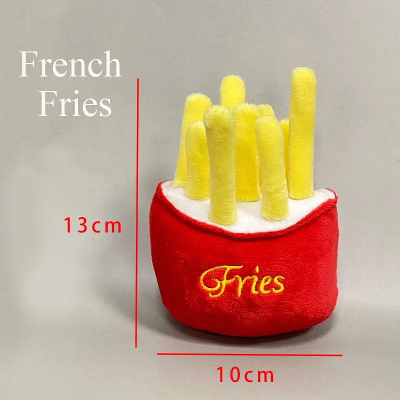 Fun Plush Squeaky Dog Toys – Durable Chew Set (Ice Cream, Fries & Burger