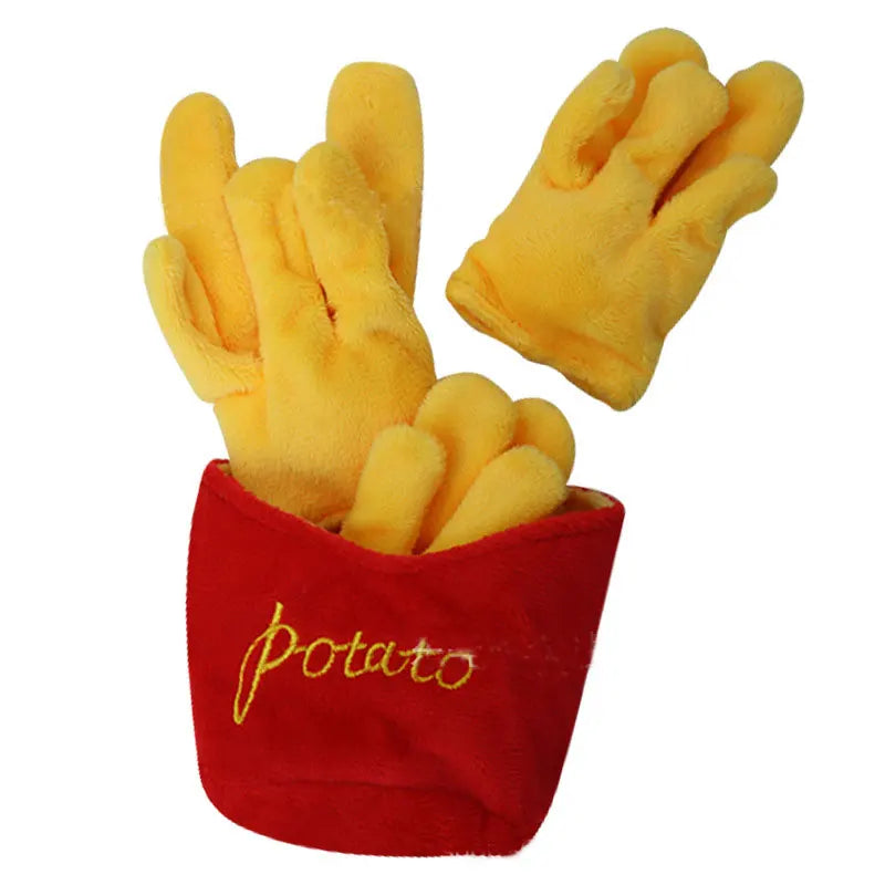 Fun Plush Squeaky Dog Toys – Durable Chew Set (Ice Cream, Fries & Burger