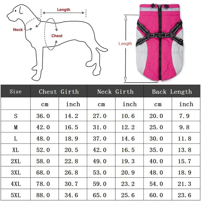 All-Weather Dog Jacket with Built-In Harness β Waterproof & Windproof Winter Coat
