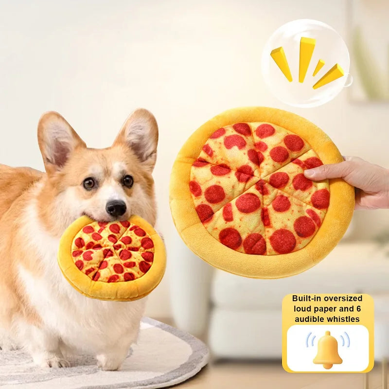 Plush Donut & Pizza Dog Toys – Squeaky Chew Set for All Breeds