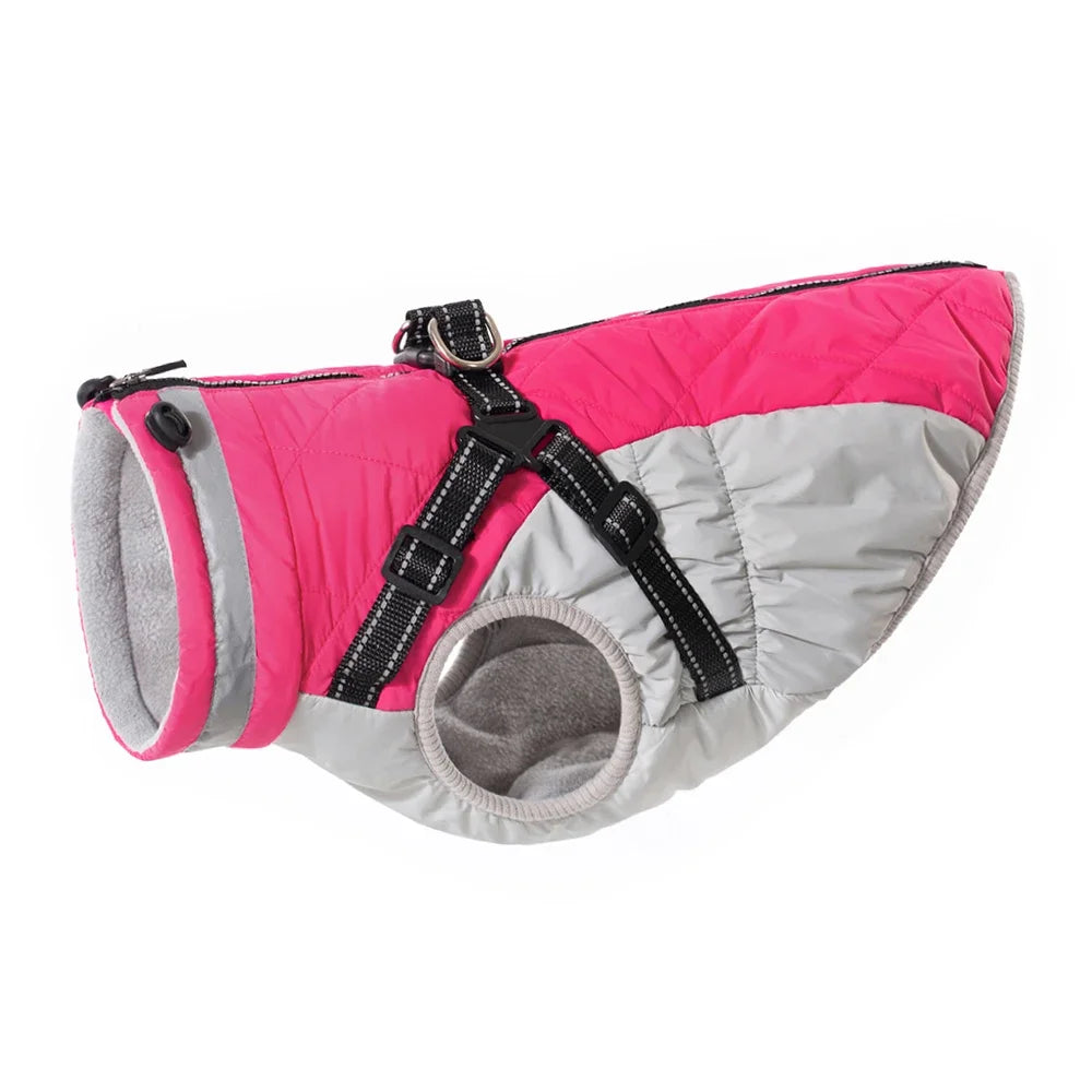 All-Weather Dog Jacket with Built-In Harness – Waterproof & Windproof Winter Coat
