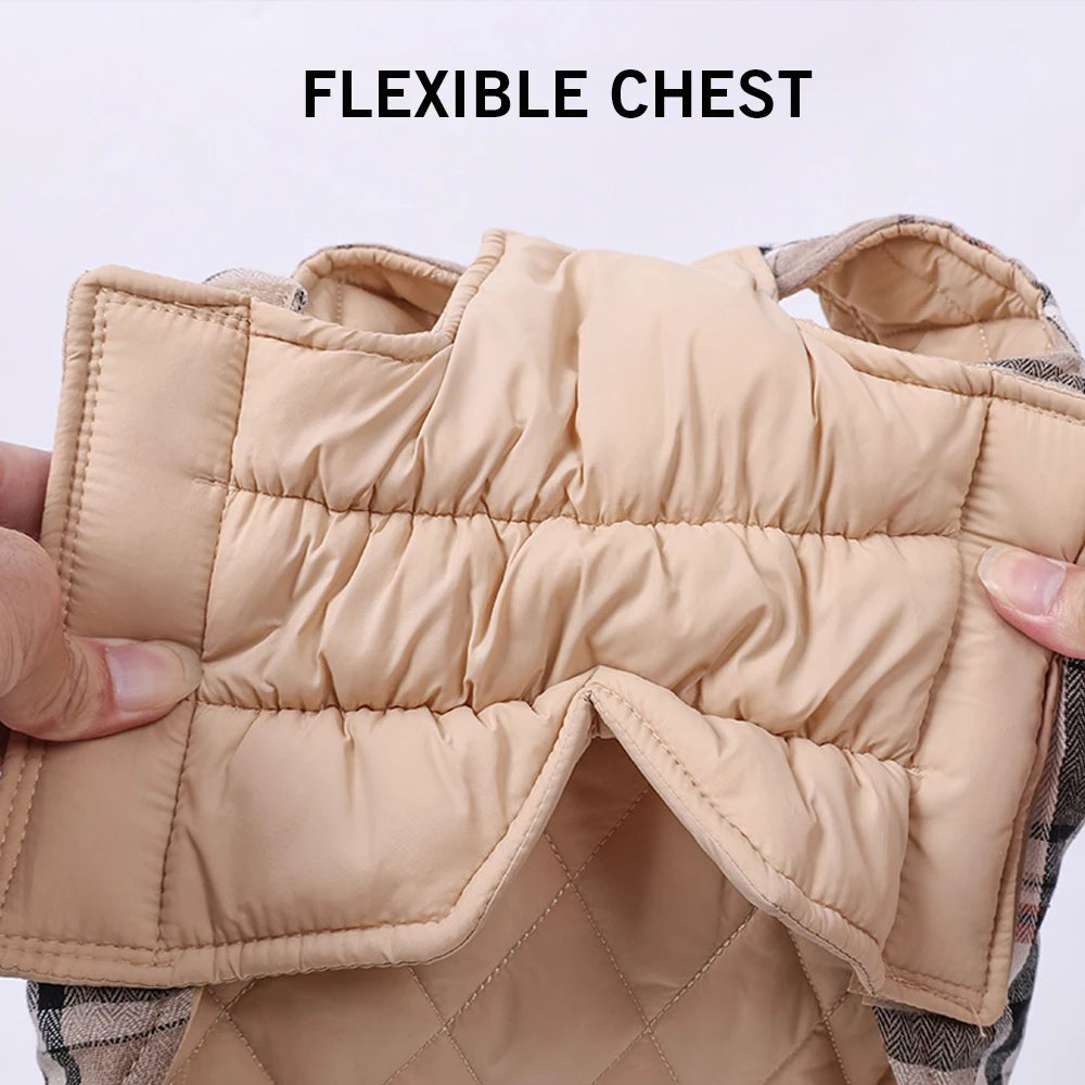 Reversible Waterproof Dog Jacket – Warm Checked Coat with Adjustable Fit
