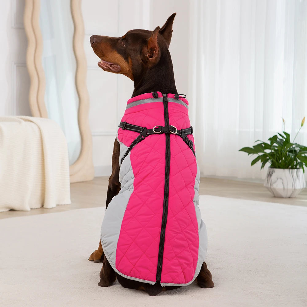 All-Weather Dog Jacket with Built-In Harness β Waterproof & Windproof Winter Coat