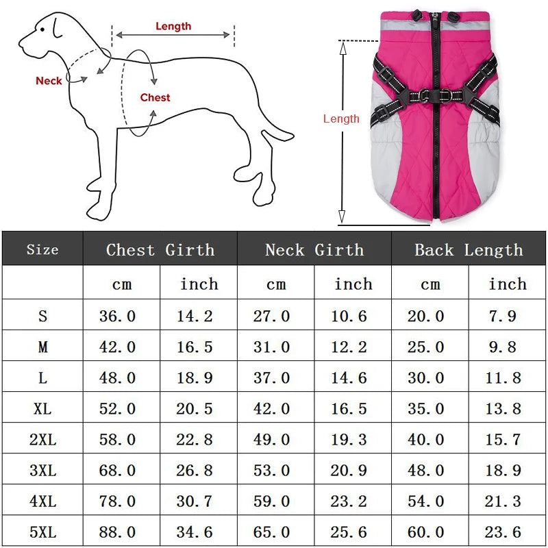 All-Weather Dog Jacket with Built-In Harness β Waterproof & Windproof Winter Coat