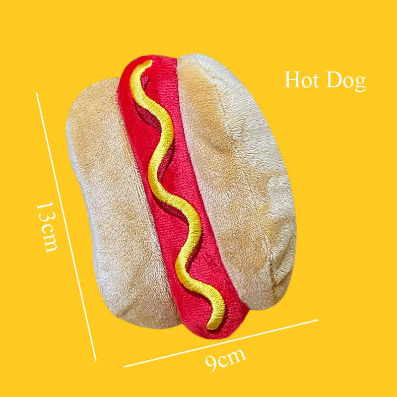 Fun Plush Squeaky Dog Toys – Durable Chew Set (Ice Cream, Fries & Burger