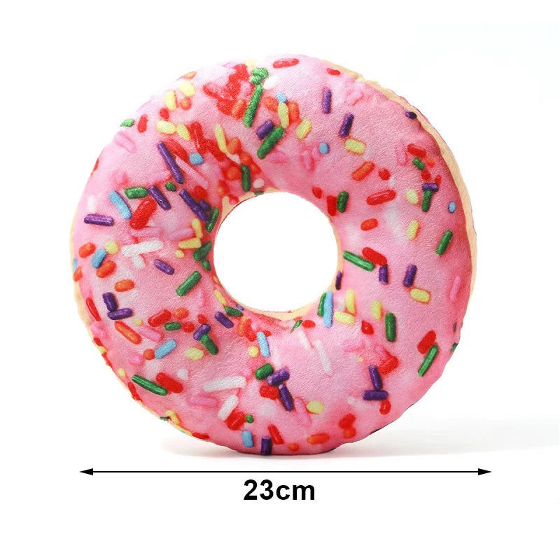 Plush Donut & Pizza Dog Toys – Squeaky Chew Set for All Breeds