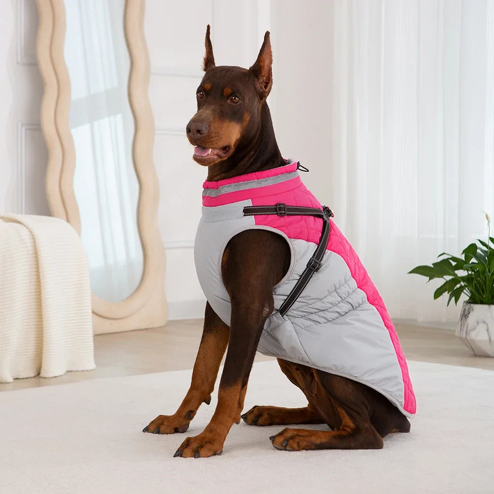 All-Weather Dog Jacket with Built-In Harness – Waterproof & Windproof Winter Coat