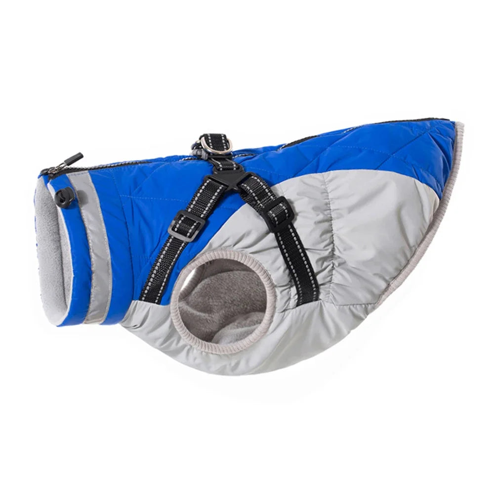 All-Weather Dog Jacket with Built-In Harness – Waterproof & Windproof Winter Coat