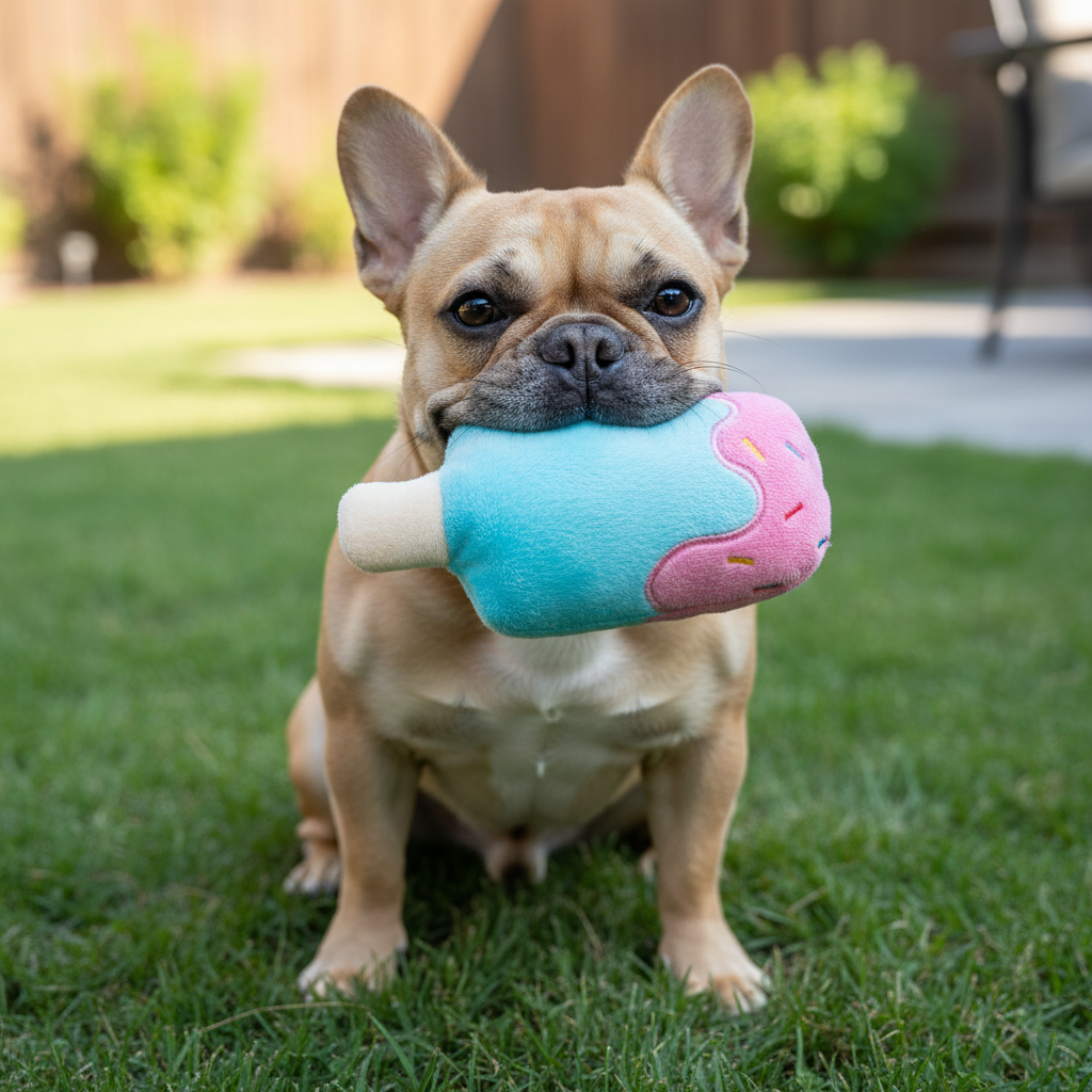 Fun Plush Squeaky Dog Toys – Durable Chew Set (Ice Cream, Fries & Burger