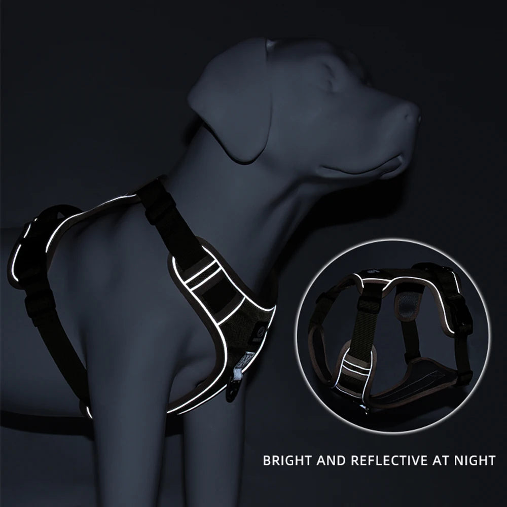 Adjustable Reflective Dog Harness – Durable Oxford Fabric Vest for Medium & Large Dogs (Labrador, Hound, etc.) – Comfortable No-Pull Design for Daily Walks & Training
