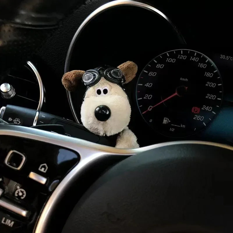 Plush Dog Car Wiper Buddy – Cute Puppy Decoration for Car Interior & Turn Signal Stick