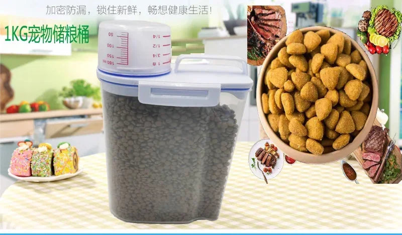 Airtight Pet Food Storage Container with Measuring Cup (1.5kg / 2kg)