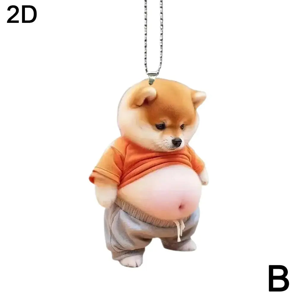 Chubby Pet Keychain – Cute 3D Dog & Cat Acrylic Pendant for Car Mirror, Backpack or Home Decor