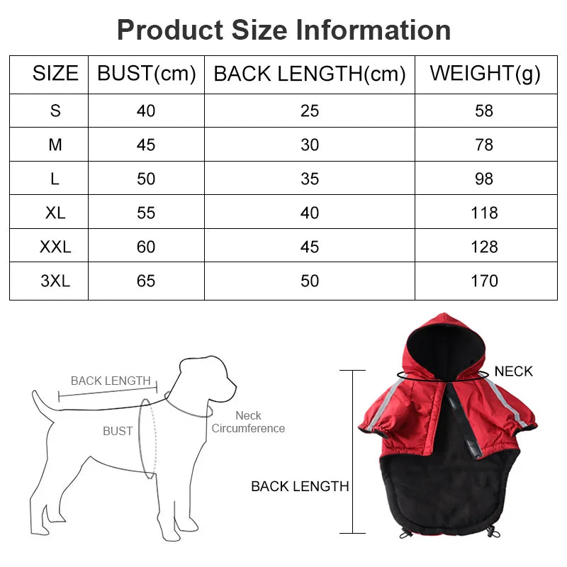 Reflective Waterproof Dog Coat – Hooded Winter Jacket for Small Breeds