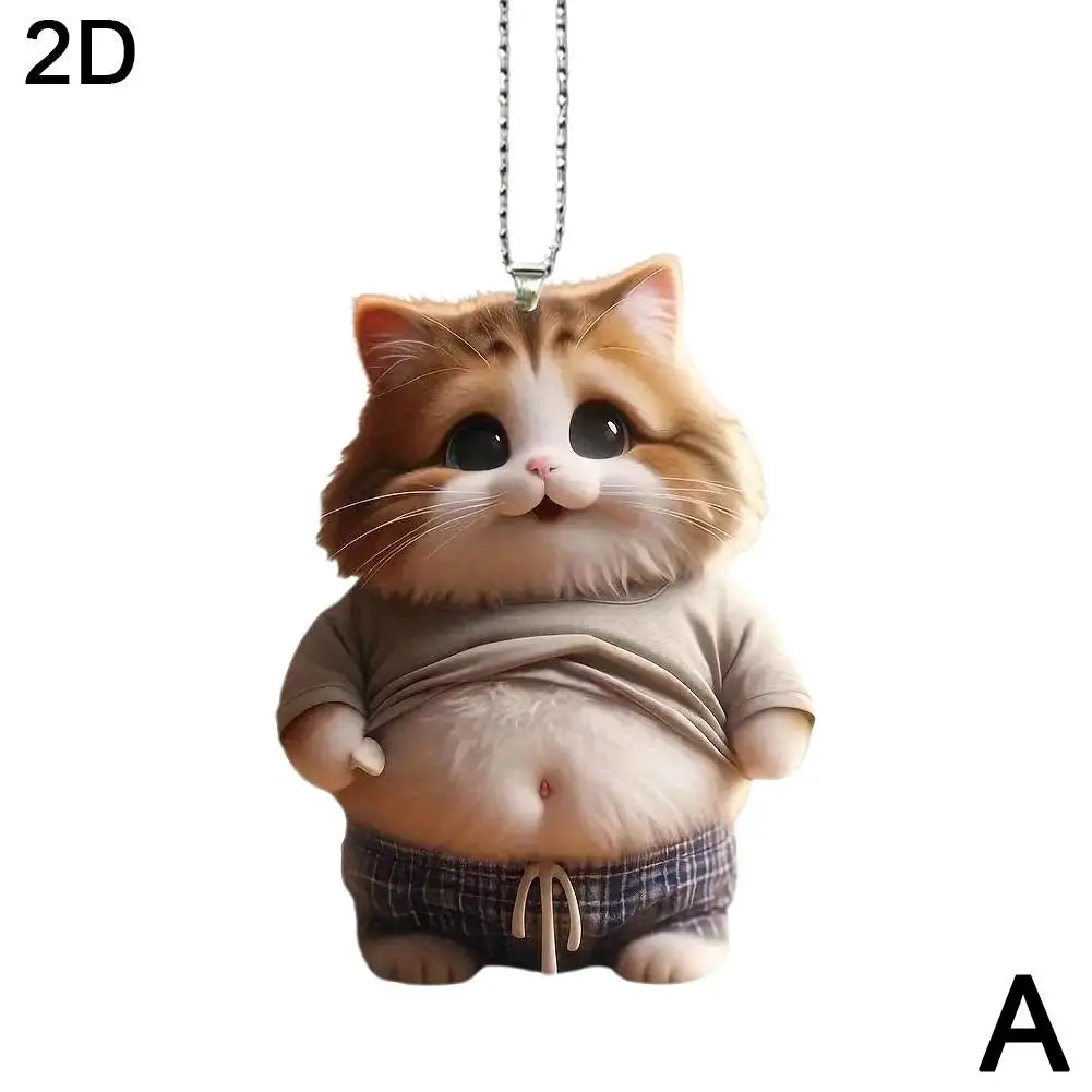 Chubby Pet Keychain – Cute 3D Dog & Cat Acrylic Pendant for Car Mirror, Backpack or Home Decor