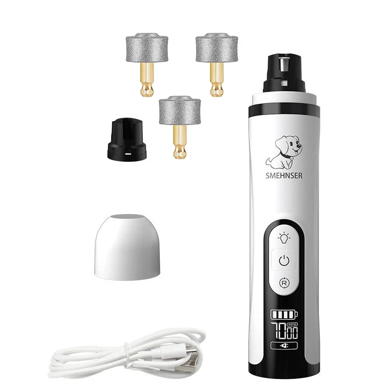 Electric Pet Nail Grinder With LED Light Cat Dogs Nail Clippers USB Rechargeable Paws Nail Cutter Pet Grooming Trimmer Supplies