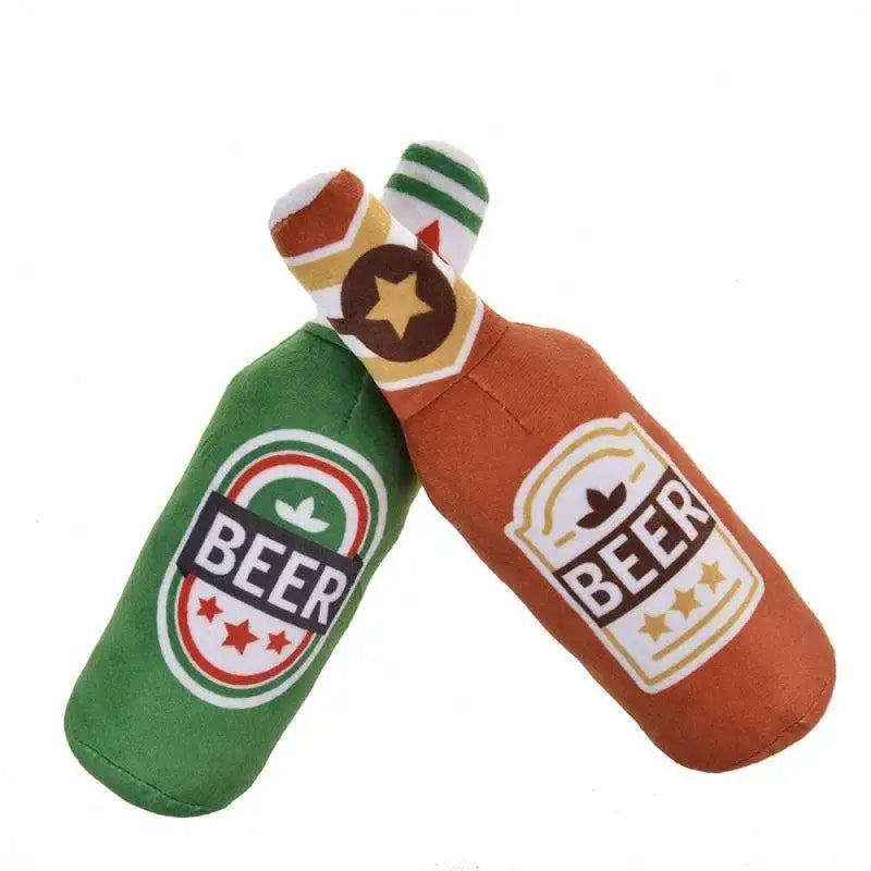 Beer Bottle Plush Dog Toy – Funny Squeaky Chew Toy for Small & Large Dogs | Soft & Durable Gift for Pets