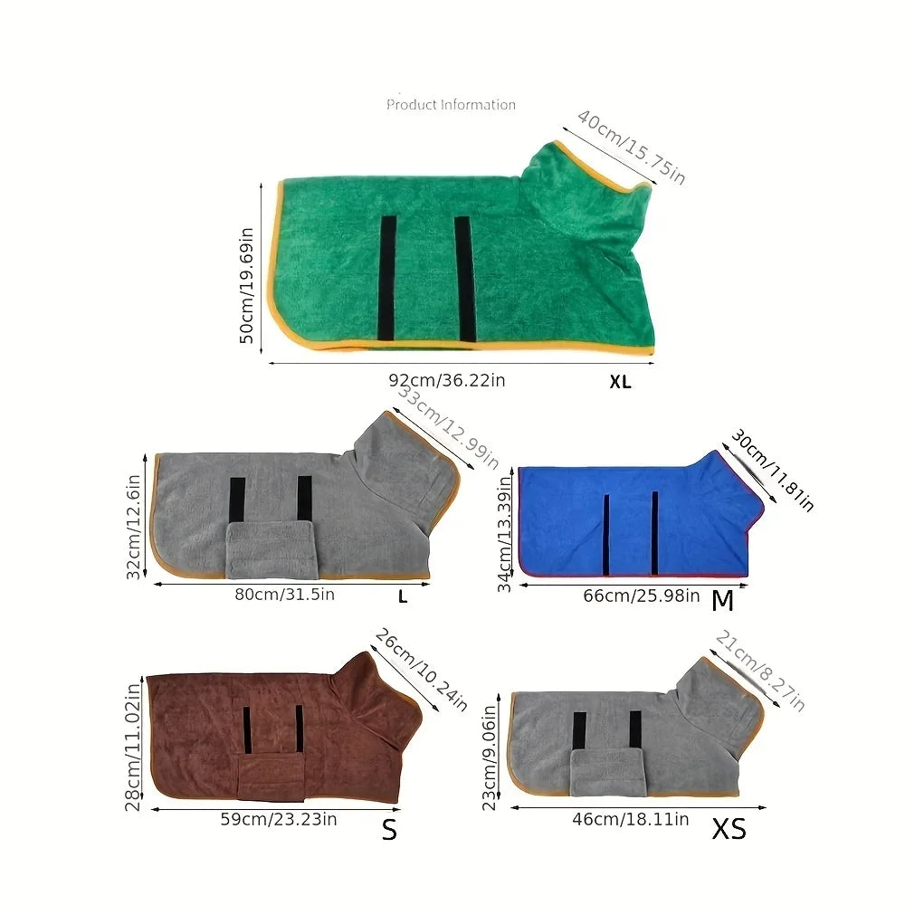 Quick-Dry Dog Bathrobe – Ultra Absorbent Towel Coat for Small & Large Dogs
