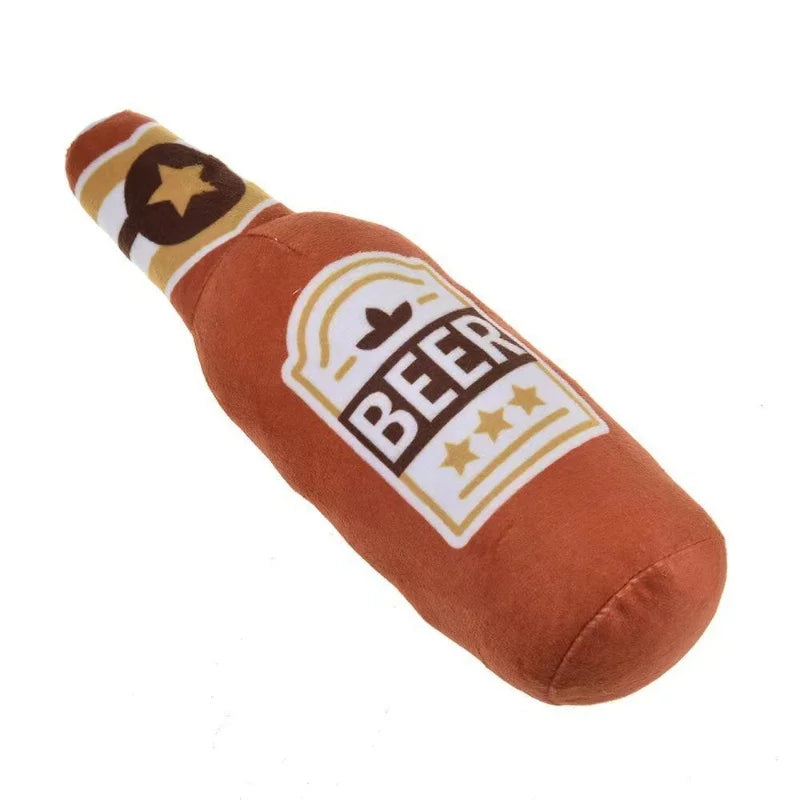 Beer Bottle Plush Dog Toy – Funny Squeaky Chew Toy for Small & Large Dogs | Soft & Durable Gift for Pets