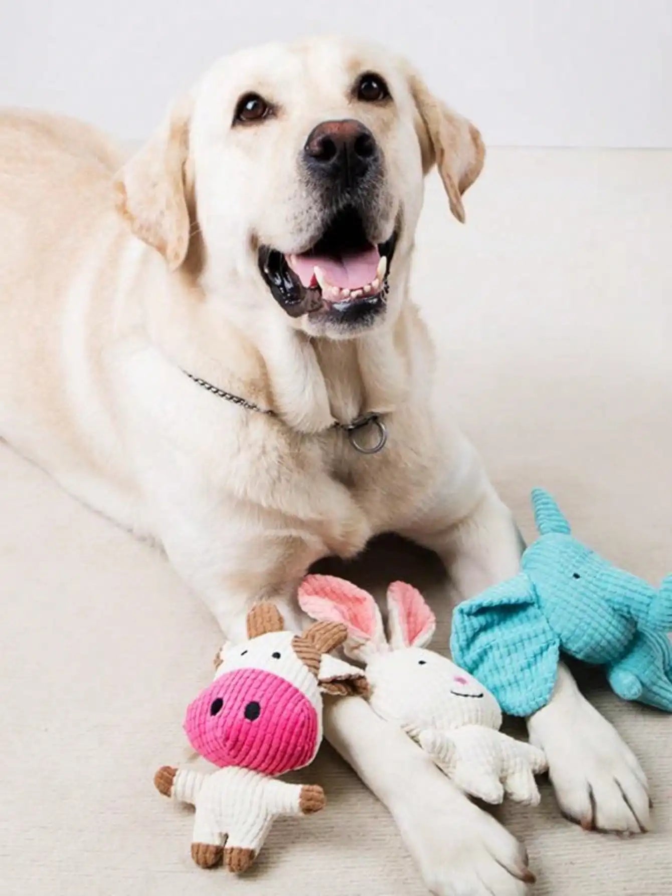 Cute Animal Plush Dog Toy – Soft Squeaky Cow, Rabbit, and Elephant Chew Toys for Pets