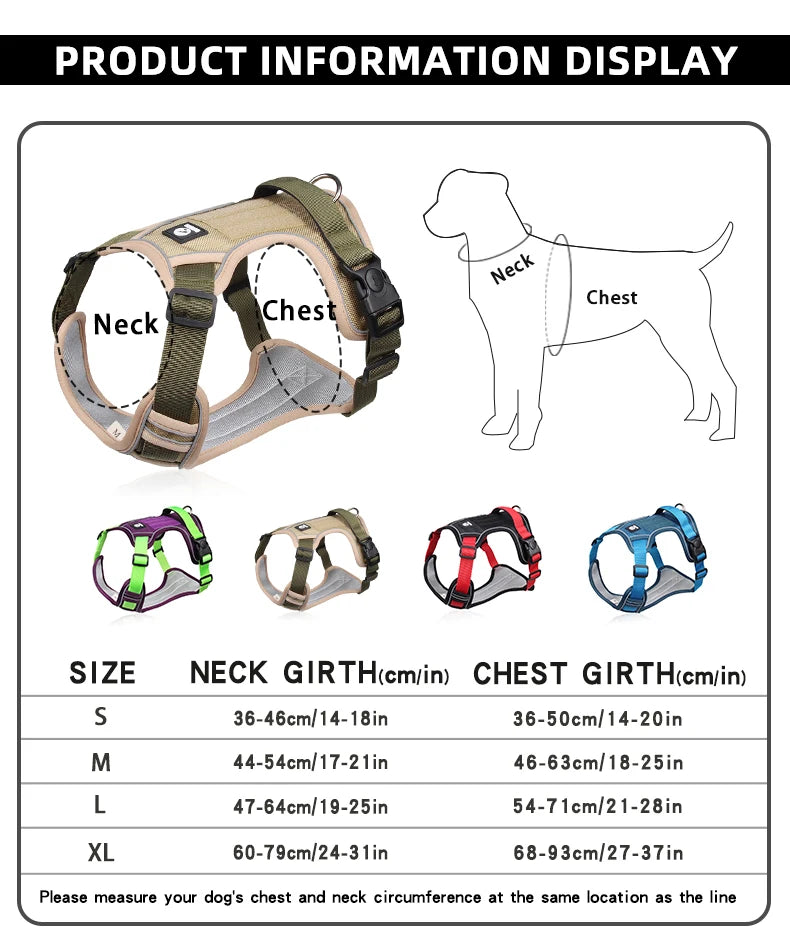 Adjustable Reflective Dog Harness – Durable Oxford Fabric Vest for Medium & Large Dogs (Labrador, Hound, etc.) – Comfortable No-Pull Design for Daily Walks & Training