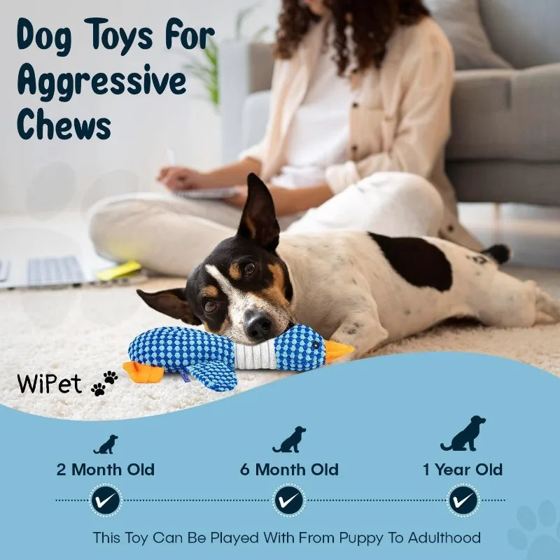 Durable Plush Duck Chew Toy – Indestructible Squeaky Toy for Dogs & Puppies | Soft & Tough Interactive Play Toy