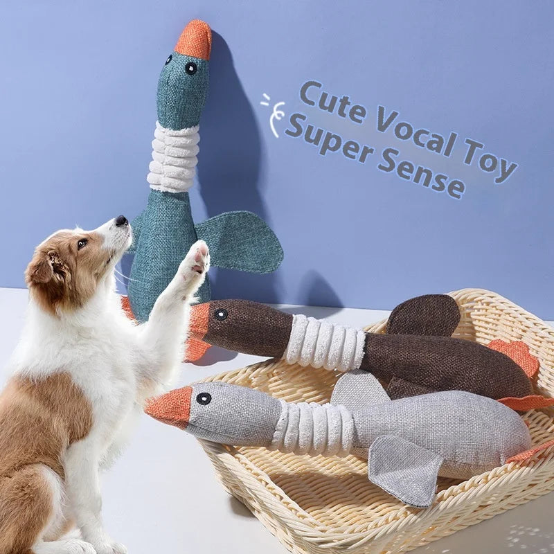Plush Goose Squeaky Dog Toy – Interactive Chew Toy for Training & Teeth Cleaning