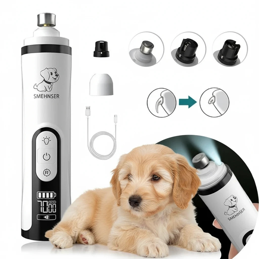 Electric Pet Nail Grinder With LED Light Cat Dogs Nail Clippers USB Rechargeable Paws Nail Cutter Pet Grooming Trimmer Supplies