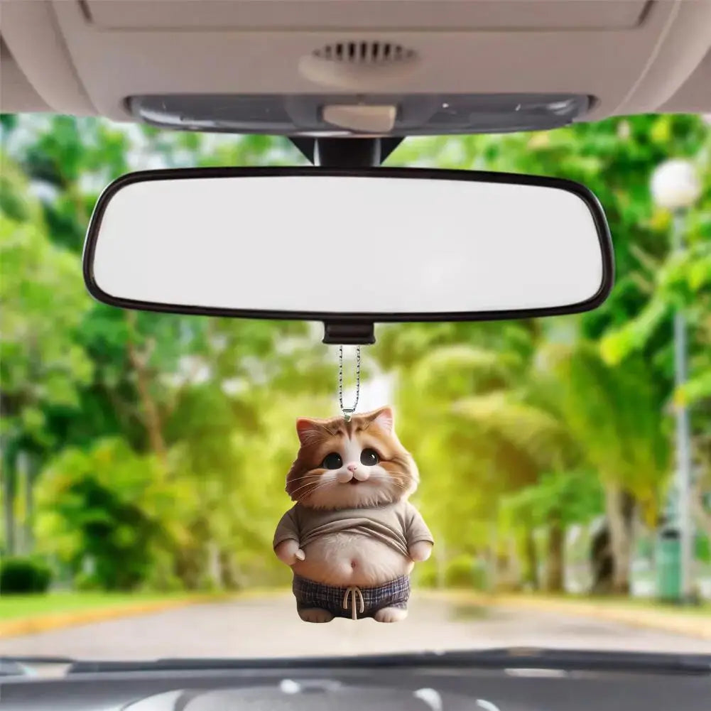 Chubby Pet Keychain – Cute 3D Dog & Cat Acrylic Pendant for Car Mirror, Backpack or Home Decor