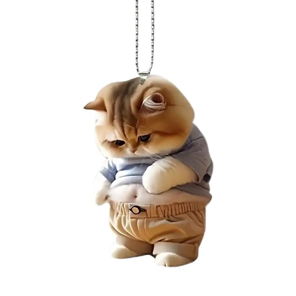 Chubby Pet Keychain – Cute 3D Dog & Cat Acrylic Pendant for Car Mirror, Backpack or Home Decor