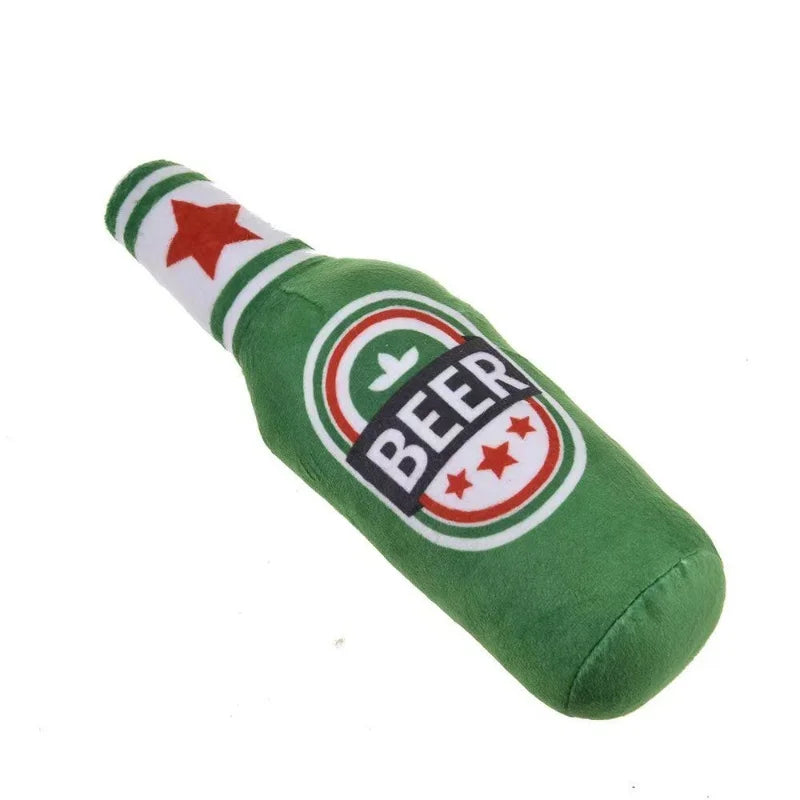 Beer Bottle Plush Dog Toy – Funny Squeaky Chew Toy for Small & Large Dogs | Soft & Durable Gift for Pets
