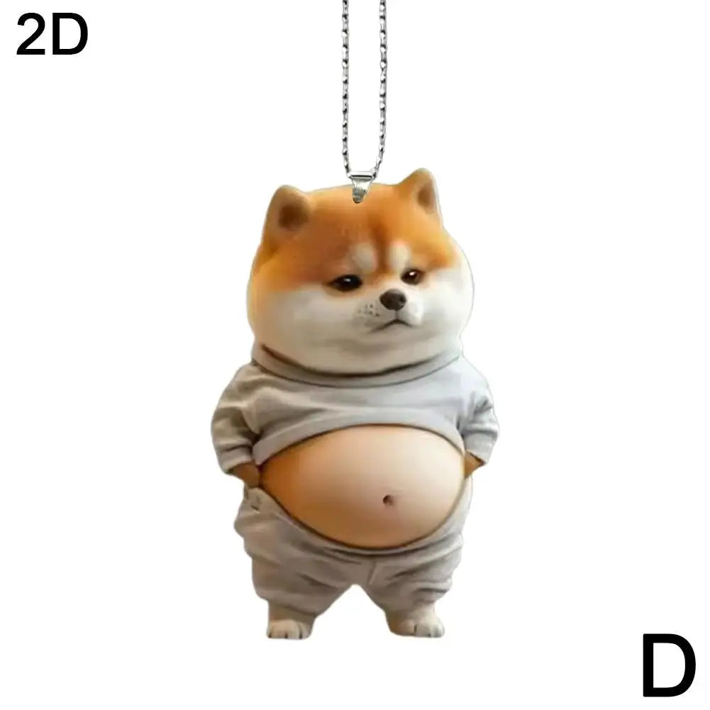 Chubby Pet Keychain – Cute 3D Dog & Cat Acrylic Pendant for Car Mirror, Backpack or Home Decor