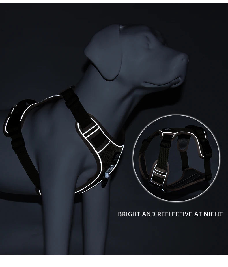 Adjustable Reflective Dog Harness – Durable Oxford Fabric Vest for Medium & Large Dogs (Labrador, Hound, etc.) – Comfortable No-Pull Design for Daily Walks & Training