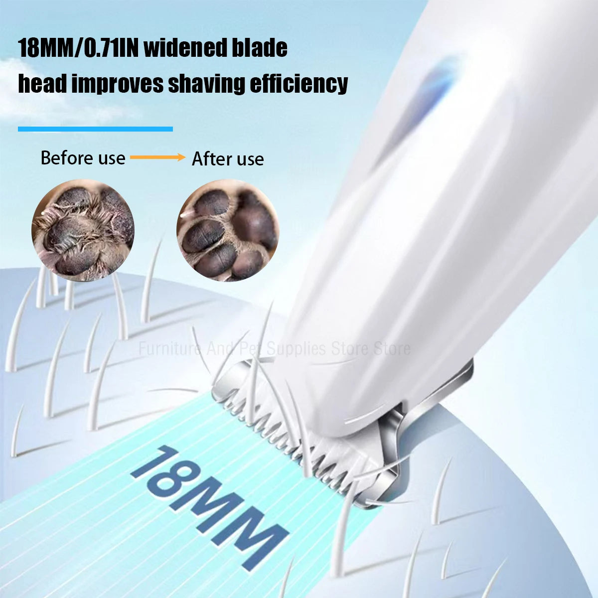 Smart Pet Paw Trimmer with LED Light – Waterproof Dog & Cat Grooming Clippers | Quiet, Rechargeable & Precise 18mm Blade
