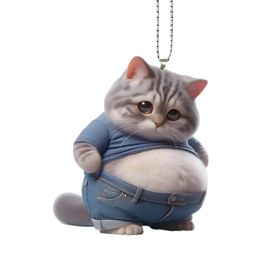 Chubby Pet Keychain – Cute 3D Dog & Cat Acrylic Pendant for Car Mirror, Backpack or Home Decor