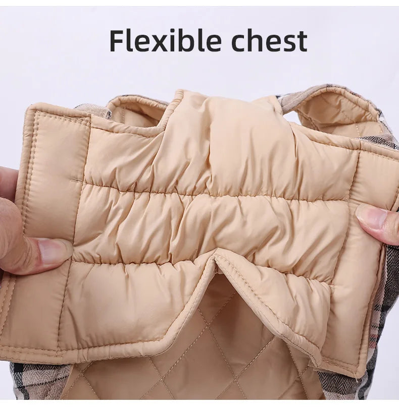 Reversible Waterproof Dog Jacket – Warm Checked Coat with Adjustable Fit