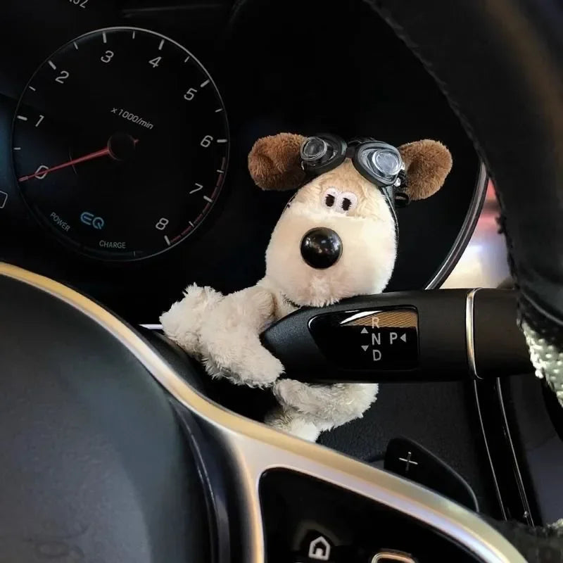 Plush Dog Car Wiper Buddy – Cute Puppy Decoration for Car Interior & Turn Signal Stick