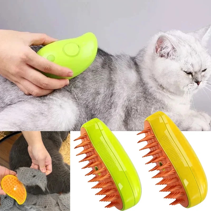 3-in-1 Steamy Pet Brush – Electric Spray Dog & Cat Grooming Comb