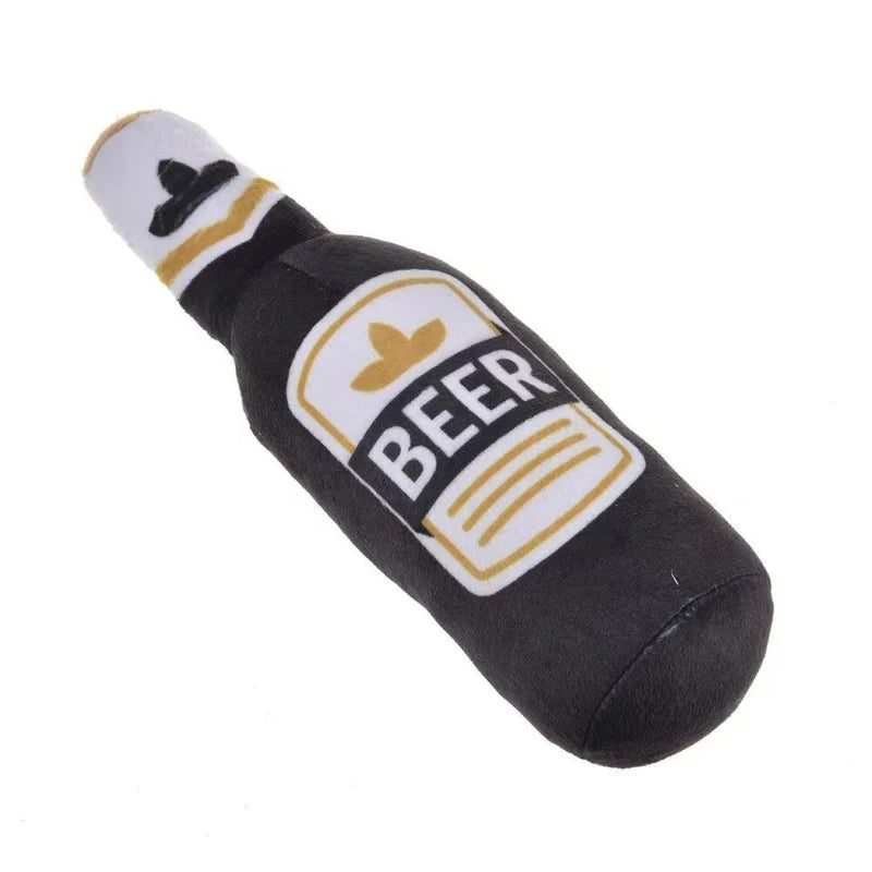 Beer Bottle Plush Dog Toy – Funny Squeaky Chew Toy for Small & Large Dogs | Soft & Durable Gift for Pets