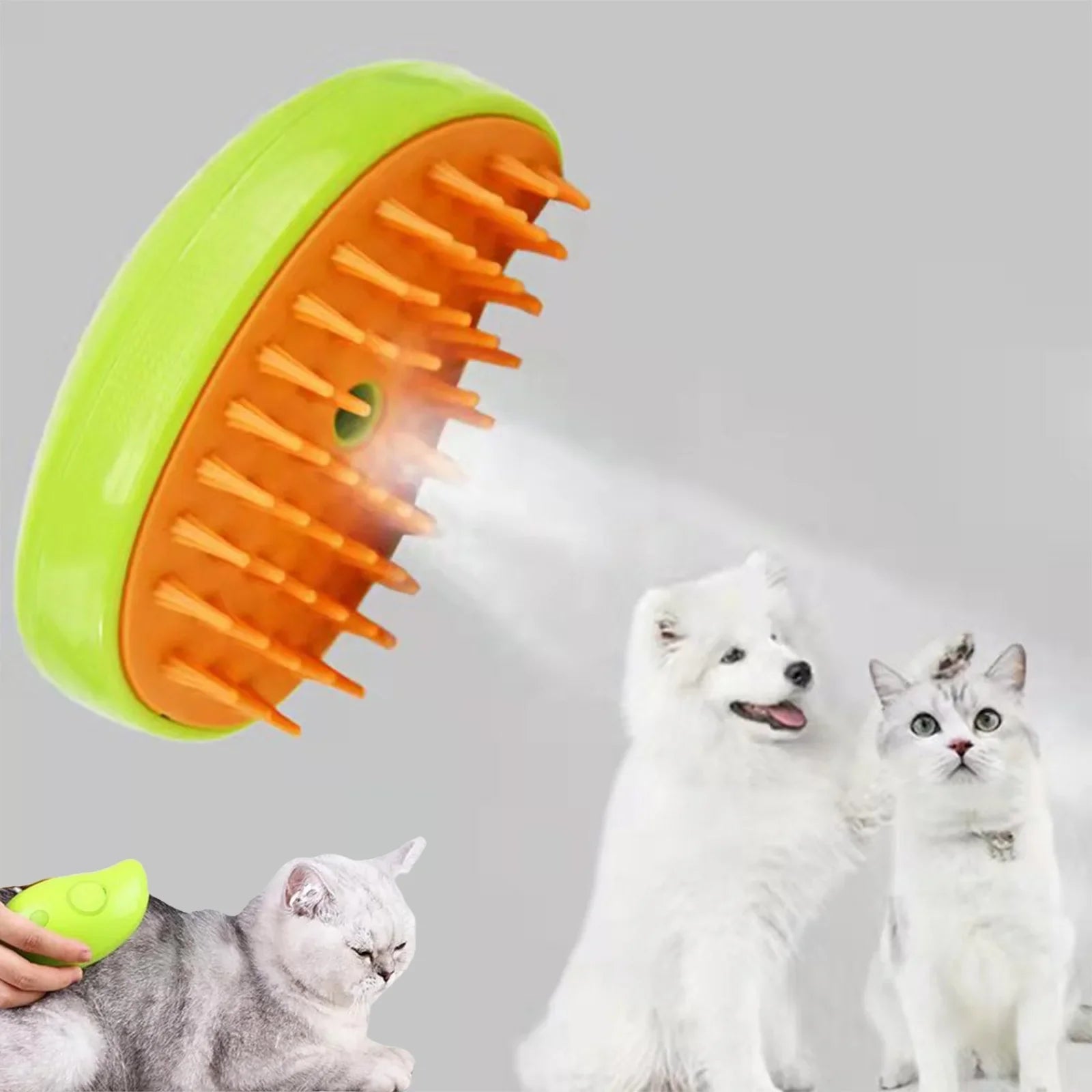 3-in-1 Steamy Pet Brush – Electric Spray Dog & Cat Grooming Comb