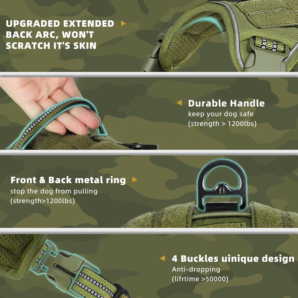 Elite Tactical Dog Harness – No-Pull Adjustable Military-Grade Vest for Medium & Large Dogs | Durable, Reflective & Comfortable