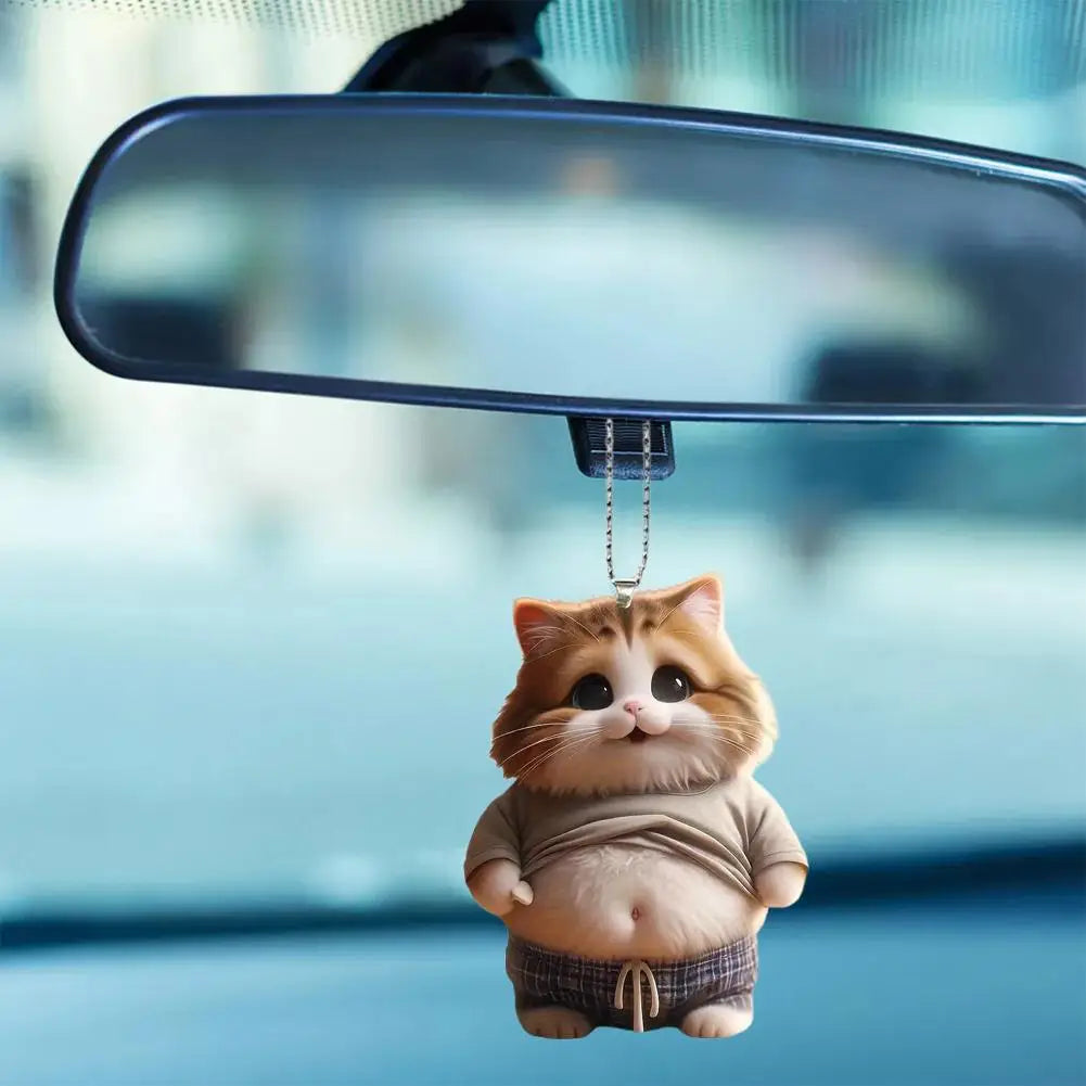 Chubby Pet Keychain – Cute 3D Dog & Cat Acrylic Pendant for Car Mirror, Backpack or Home Decor