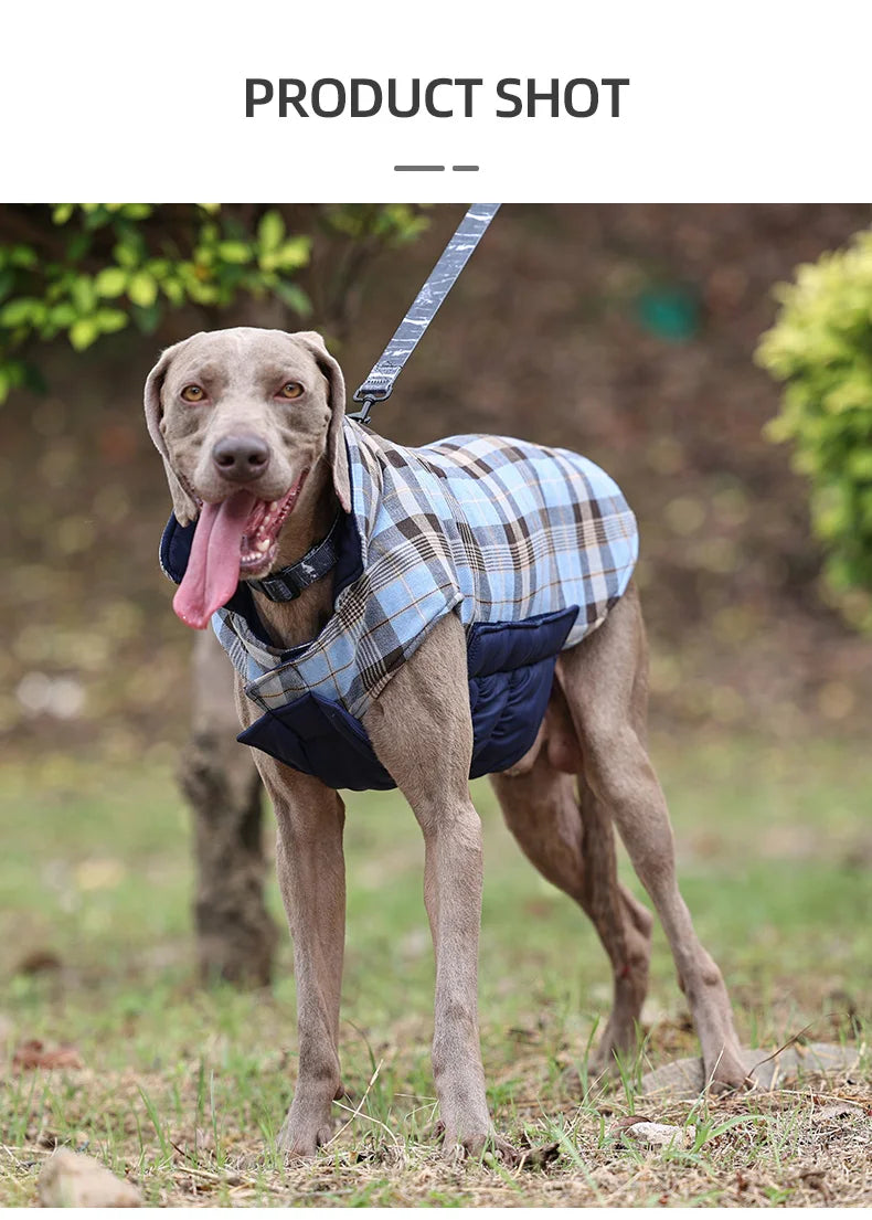 Reversible Waterproof Dog Jacket – Warm Checked Coat with Adjustable Fit