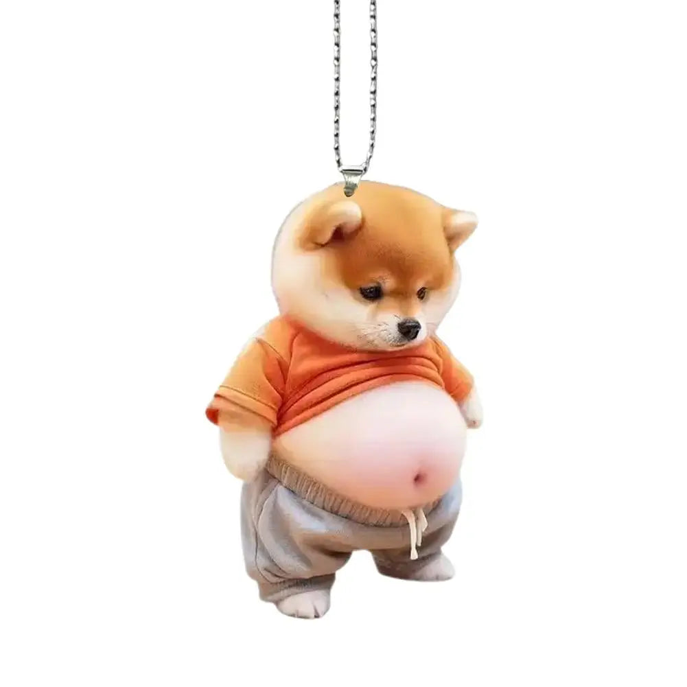 Chubby Pet Keychain – Cute 3D Dog & Cat Acrylic Pendant for Car Mirror, Backpack or Home Decor