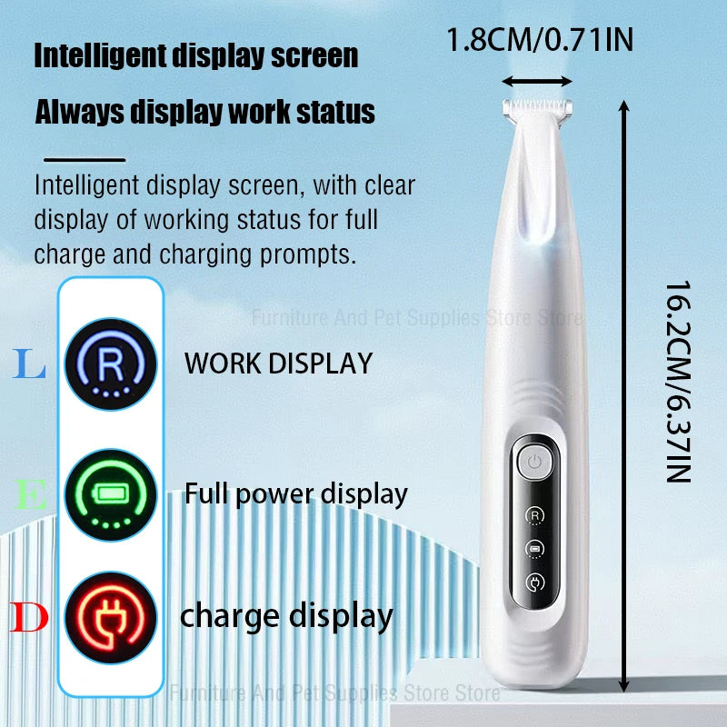 Smart Pet Paw Trimmer with LED Light – Waterproof Dog & Cat Grooming Clippers | Quiet, Rechargeable & Precise 18mm Blade