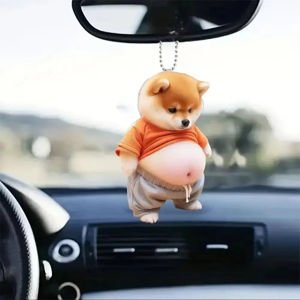 Chubby Pet Keychain – Cute 3D Dog & Cat Acrylic Pendant for Car Mirror, Backpack or Home Decor